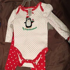 Christmas Penguin 3-6Mo Leggings Bodysuit Tutu